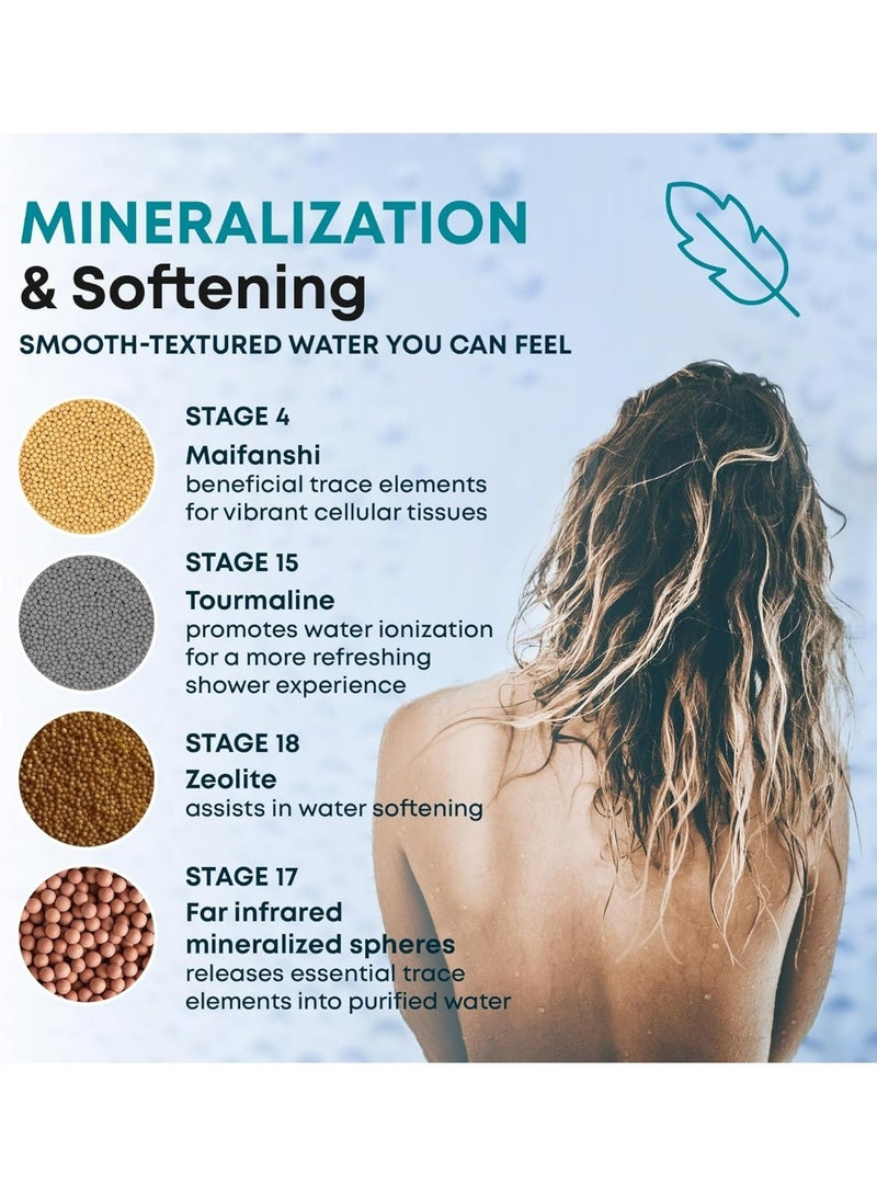 أورهايم فلتر دش من 25 مرحلة للمياه العسرة مع خرطوشة فلتر قابلة للاستبدال لإزالة الكلور والفلورايد، مطلي بالكروم المصقول - Image 4